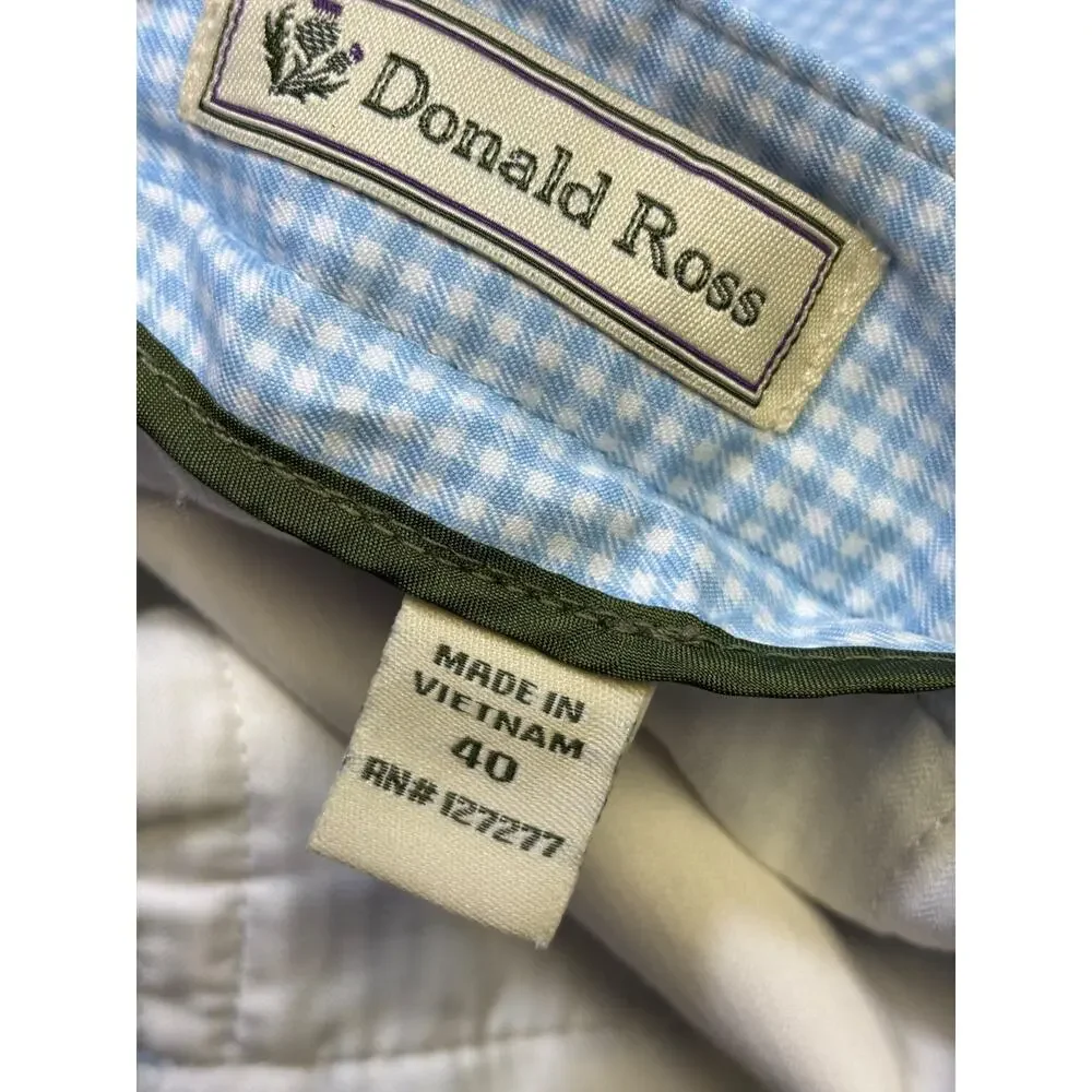 Donald Ross Golf Shorts Mens 40 Blue White Pin Check Performance Chino Golfing